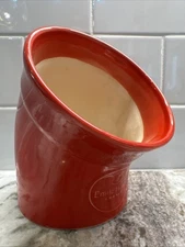 Emile Henry, Rouge Ceramic Salt Pig, France 02.01, Hand Crafted, 5” Tall PO-LN