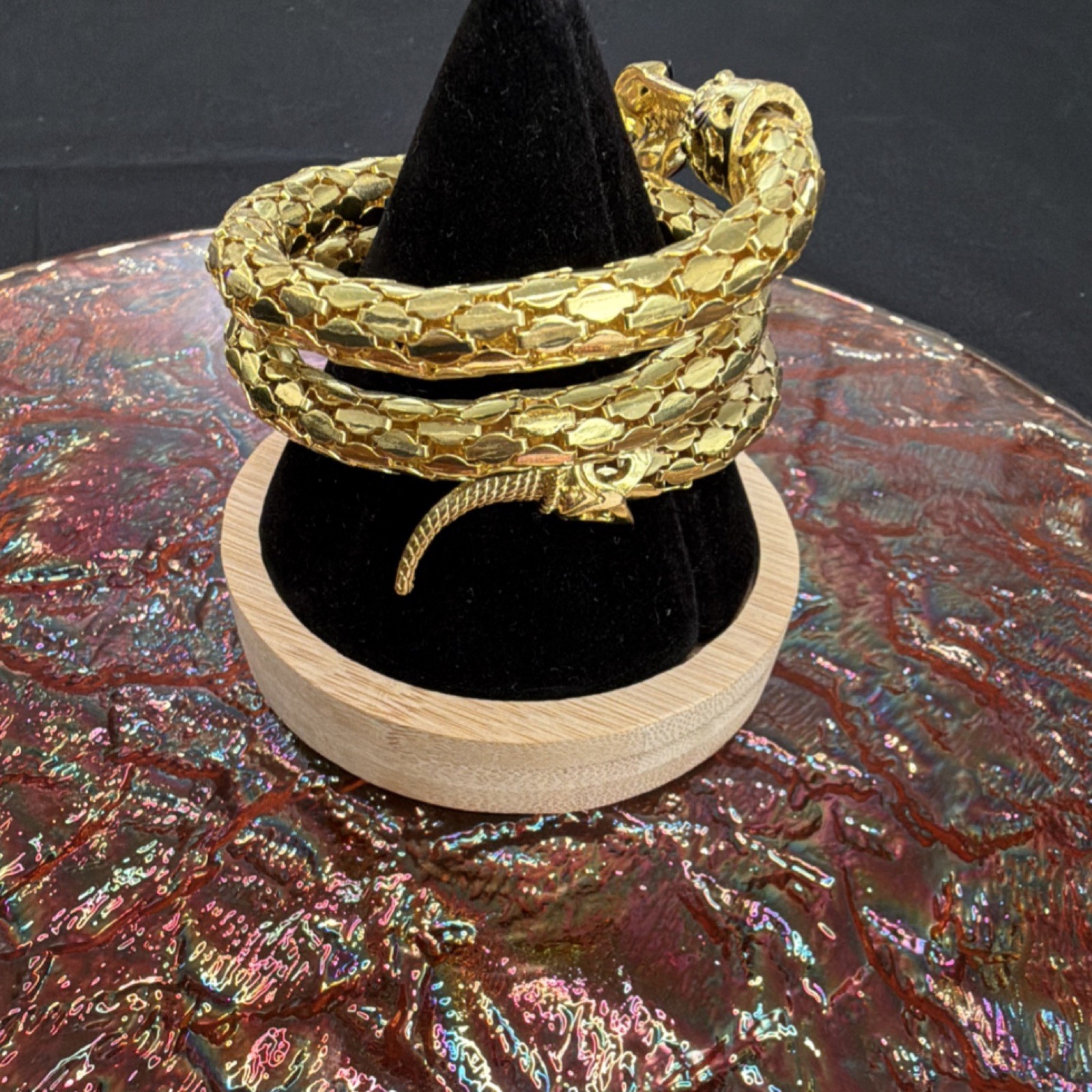 Gold Tone Snake Wrap Adjustable Statement Bracele… - image 3