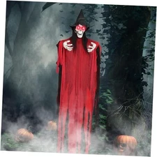 74.8" Halloween Decorations Outdoor - Moving Life-Size Skeleton Witch with 