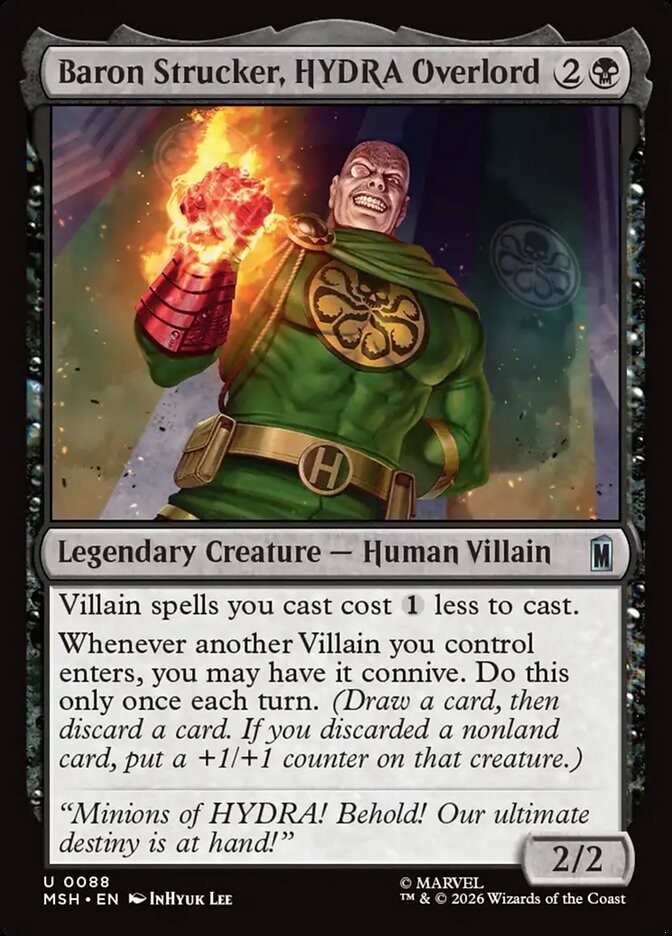 MTG Marvel Super Heroes U Baron Strucker, HYDRA Overlord #0088 PLAYSET 4X X4