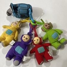 Vintage Teletubbies Plush Keychain Clip On Lot Of 5 Burger King 1999