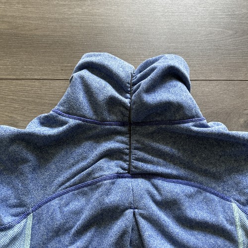 Ivivva Lululemon Shiver Stopper Fleece Pullover Girls Size 12 Blue Herringbone - Picture 9 of 10