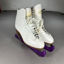 Jackson Mystique Figure Ice Skates White Brown Lace Ice Skating Size 8