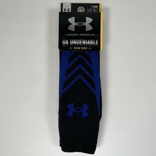 Under Armour UA Undeniable Crew Socks Mens Size Large 9-12 NEW Blue/Black 1 Pack