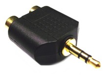 From OZ Quality 1PC 2 RCA Female To 3.5mm 1/8 Male Stereo Plug Audio Adapter FP