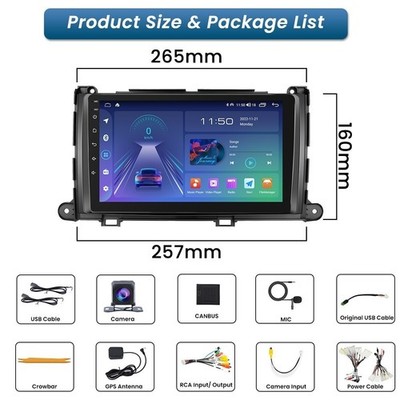 Car Radio Stereo Carplay For 2011-2014 Toyota Sienna GPS Mirror Link
