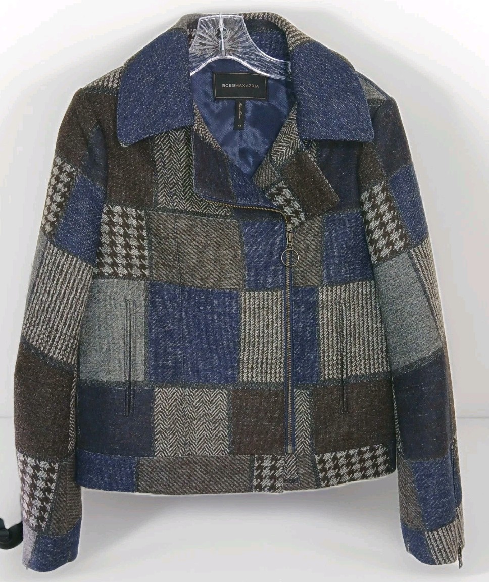 BCBGMAXAZRIA Patchwork Wool Blend Jacket Coat Mot… - image 2