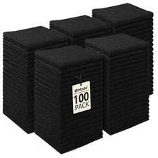 100 Pack 12x12 Black Microfiber Washcloths Bulk Face Towels for Bathroom Spa