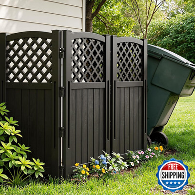 Greesum Outdoor Air Conditioner Fence Privacy Screen 4 Panels For Trash Can