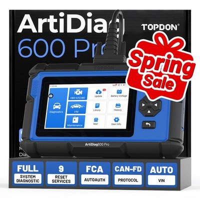 TOPDON ArtiDiag600 PRO Scanner Tool All System Free Update 9+Reset Update AD600S