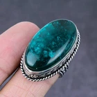 Natural Blue Amber Gemstone Handmade 925 Sterling Silver Ring Size 8 For Her M83