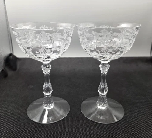 Fostoria Navarre Champagne Coupe Glasses 5.75" Set of 2
