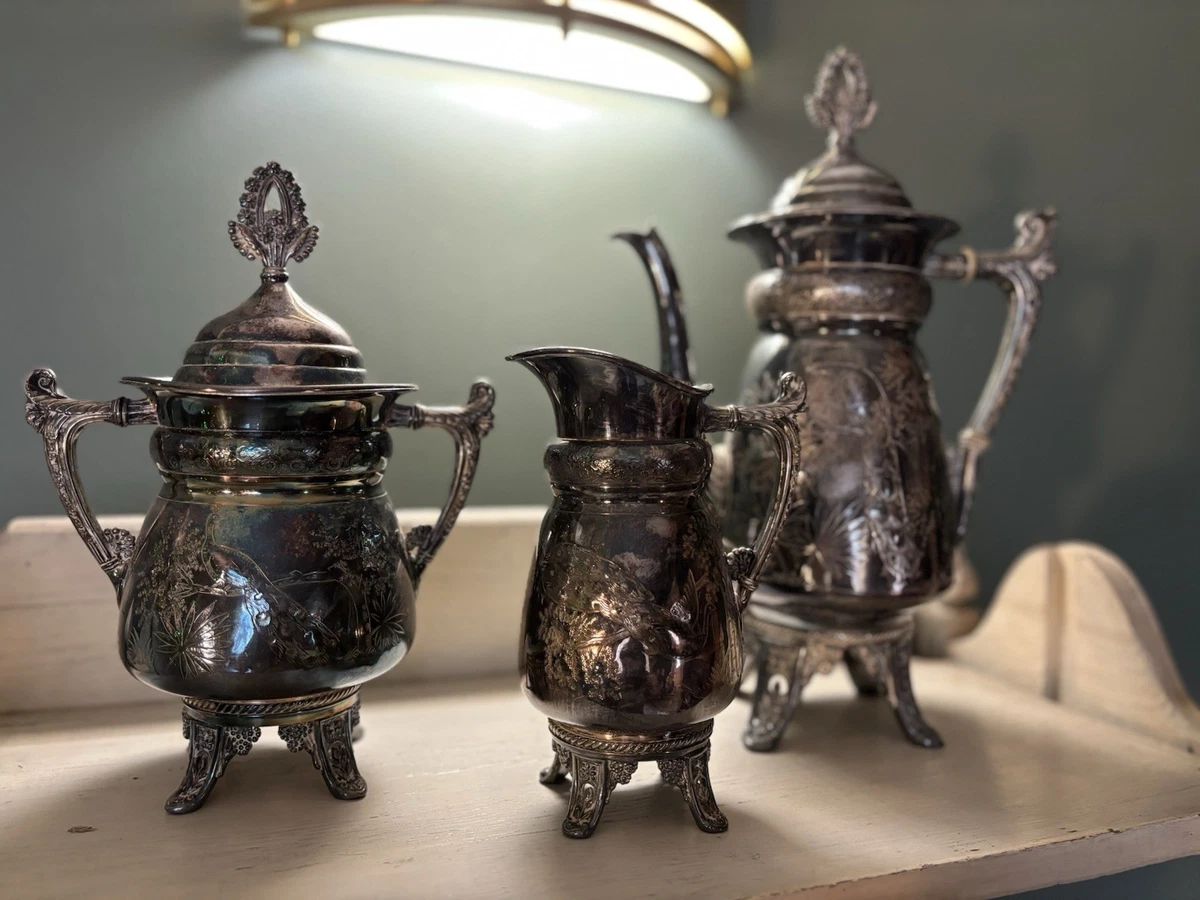 Meriden Britannia Antique US Silver-Plated Teapots, Coffee Pots