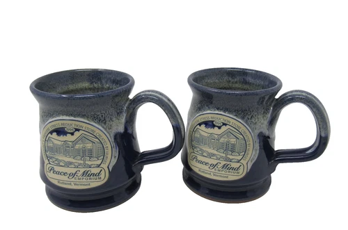 Lot of 2 Vtg. Deneen Pottery Mugs Peace of Mind Emporium Hand Thrown in USA