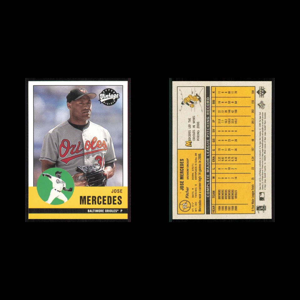 Jose Mercedes #72 2001 Upper Deck Vintage Baltimore Orioles Baseball Card MLB NM - Image 3 of 3