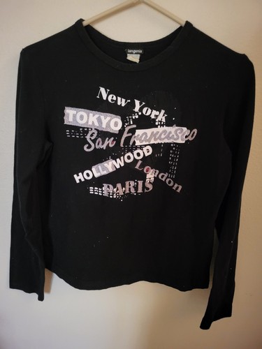 Childs T Shirt Size M Black World Names Tangents L Sleeve Black - Picture 5 of 24
