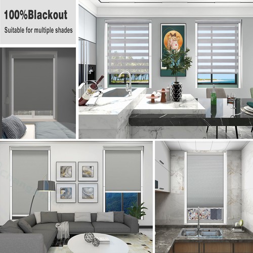 100% Blackout Waterproof Corded Window Blind Roller Shade Roll-up Shades-3colors - Picture 31 of 34