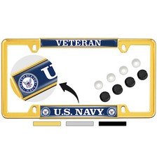 United States Navy Veteran - Custom 4 Hole Metal Car License Plate Frame United States Navy Veteran - Custom 4 Hole Metal Car License Plate Frame