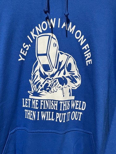 GILDAN Dryblend Men's 2XL Royal Blue Welder Welding Funny Gag Gift Hoodie NWOT - Picture 3 of 4