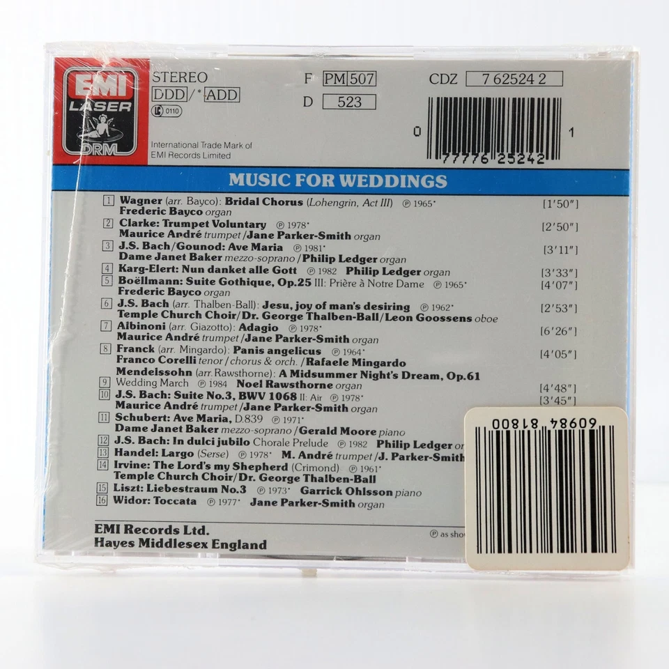 Music for Weddings by Various (CD, EMI Laser) CDZ 7 625242 SEALED New - Image 2 of 3