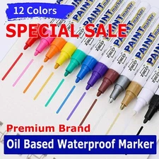 12PCs  Waterproof Permanent Paint Marker Pen Car Tyre Tire Tread Rubber Metal