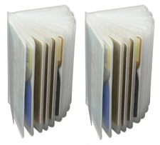 WALLET INSERT SET OF 2 Clear & Plastic 12 PAGES CARD PICTURE HOLDER TRIFOLD