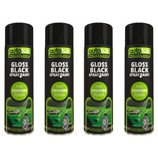 AutoTek Car & Home Gloss Black Multi-Purpose Aerosol Spray Paint 500ml x4