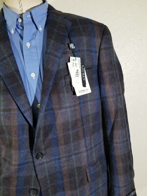 50L Ralph Lauren Black Label tartan plaid wool Tweed Jacket Blazer Sport Coat