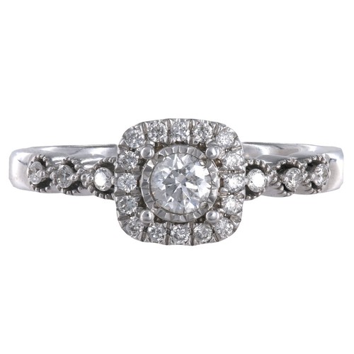 Lady's Diamond Cluster Ring 23 Diamonds .24 CTW 14K White Gold 2.6g (FPP002833)