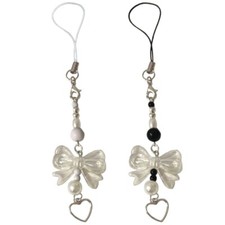 Bows Cellphone Lanyard Bowknot Heart Pendant Phone Chain Accessory Decoration