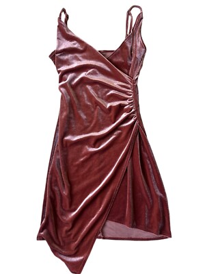 Y2K Velvet Slip Dress Womens XS-Small Pink Rust Brown Ruched Asymmetrical Hem | eBay Y2K Velvet Slip Dress Womens XS-Small Pink Rust Brown Ruched Asymmetrical Hem | eBay