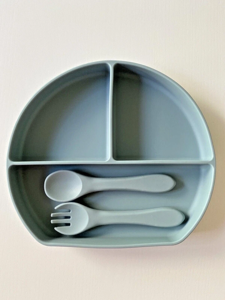 Silicone Suction Plate With Cutlery BPA Free Baby Children Toddler Feeding Set - image 4 of 4