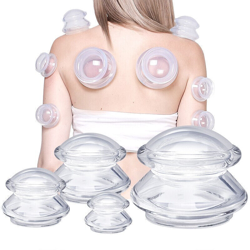 4 Cups Schröpfglas Silikon Schröpfen Therapie Cupping Set Full Body Massagegerät