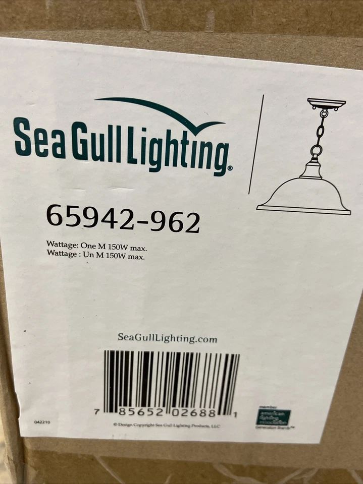 Seagull 15-3/4" Pendant Light w/ Frosted Shade, Brushed Nickel #65942-962 Foto 3 de 3