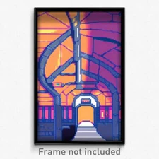 Pixel Art Poster - Underground Cartoon Architecture (8 Bit Video Game Print)