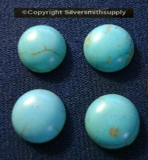 4 Turquoise cabochons 10mm round chalk turquoise treated domed flat backed cb051