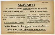 Slavery! National Union of Conservative & Constitutional 1907 Political Flyer C8