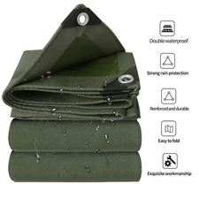 19.4oz Multipurpose Canvas Tarp w/Reinforced Edges Rustproof Grommets Tarpaulin 
