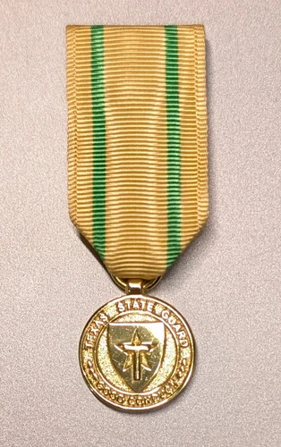 GOLD TXSG Texas State Guard Miniature Good Conduct Medal - Moiré Drape