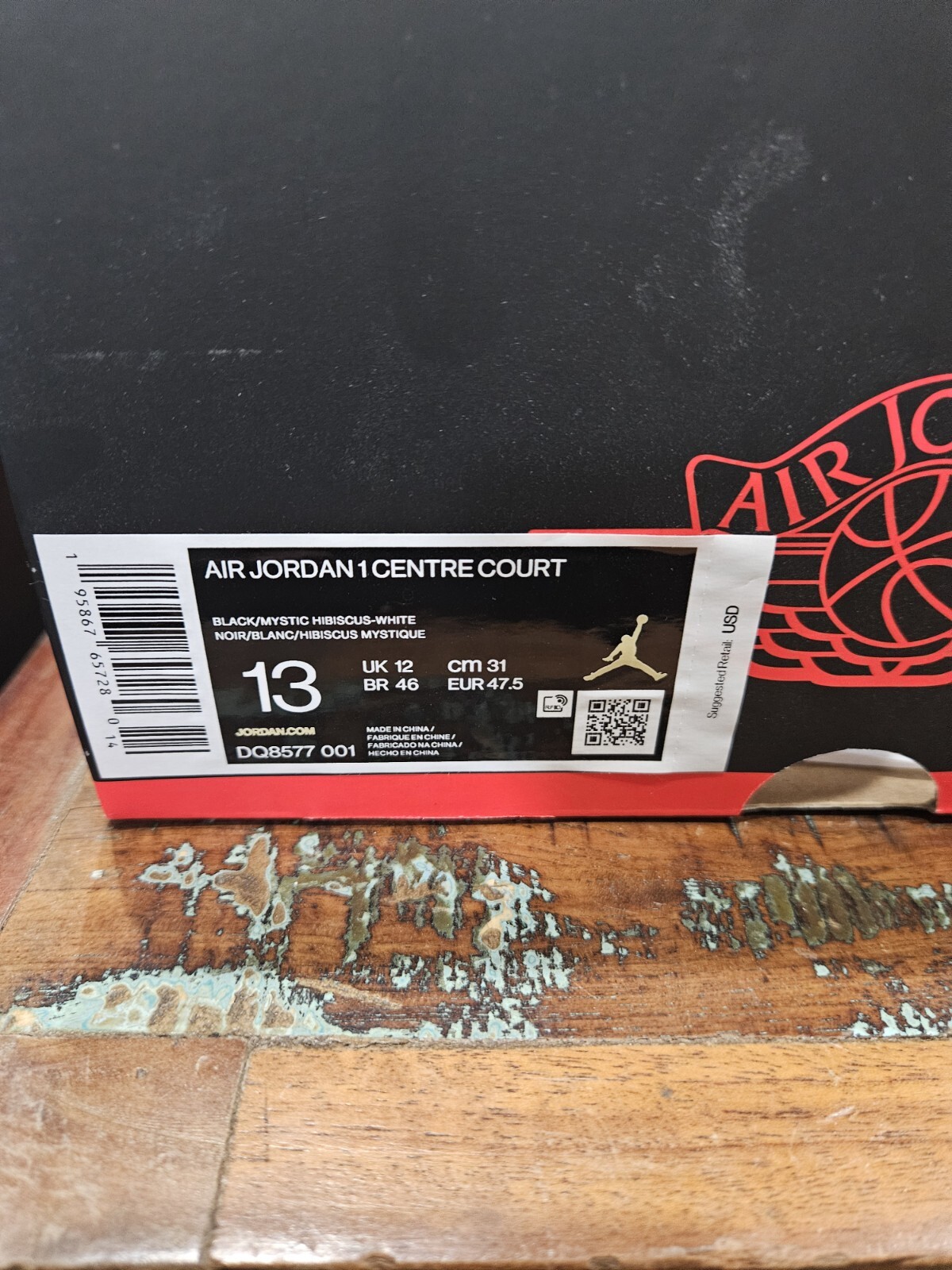 Talla 13 - Jordan 1 Centre Court Negro Rosa 2022