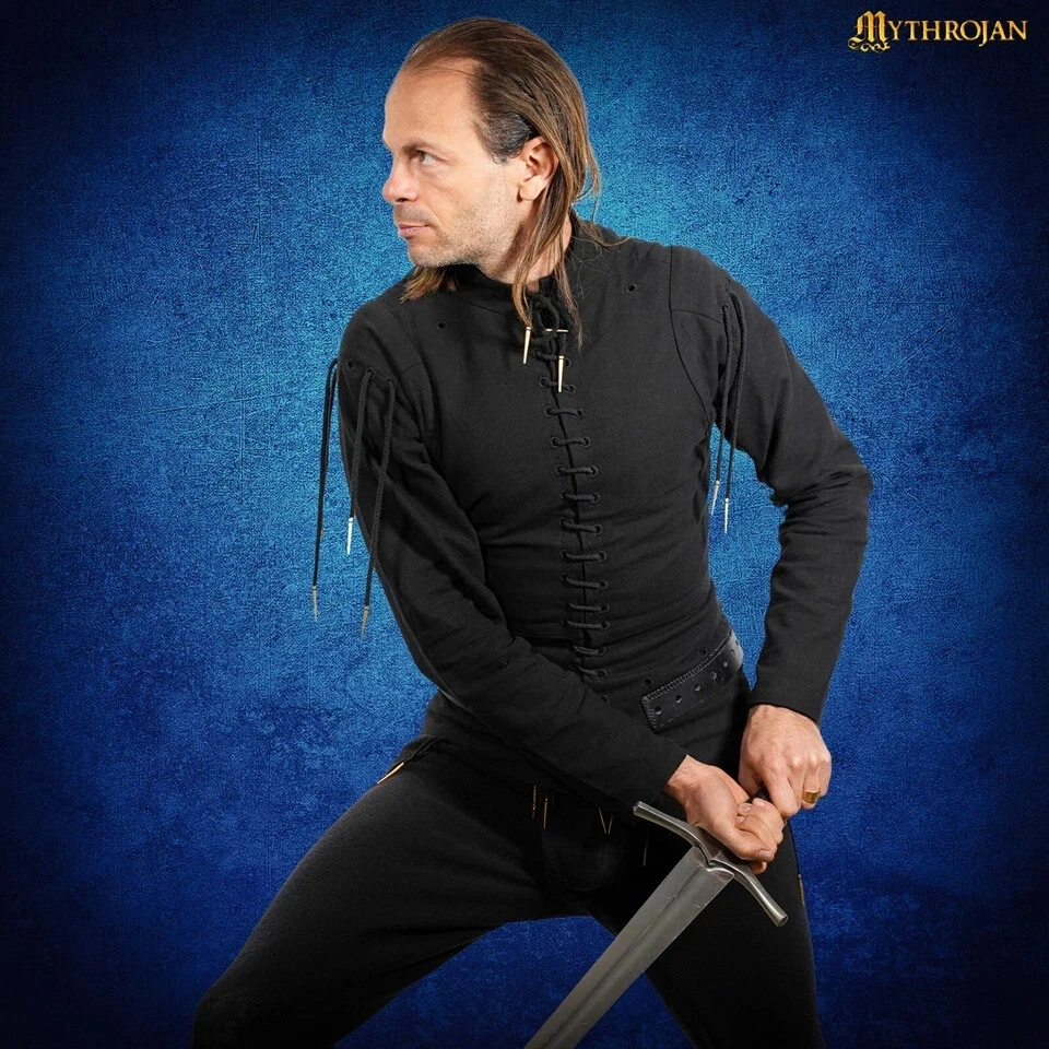 Arming Doublet Gambeson Late Medieval Handcrafted Brass Aiglets Cosplay Costume - Image 4 of 4