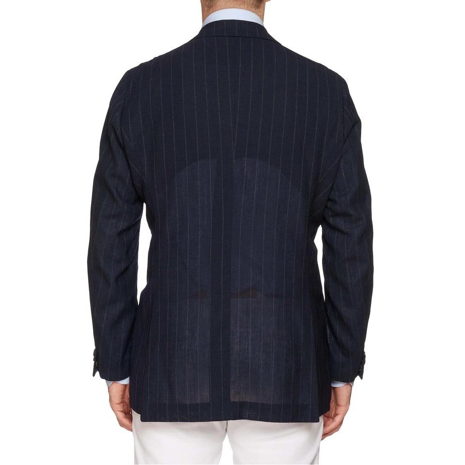 Chaqueta RUBINACCI LH Hecha a Mano A Medida Azul Rayas Mohair 1 Botón EU 50 US 40 Foto 3 de 4