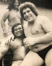 ANDRE THE GIANT & HIGH CHIEF PETER MAIVIA 8X10 PHOTO WRESTLING PICTURE WWF