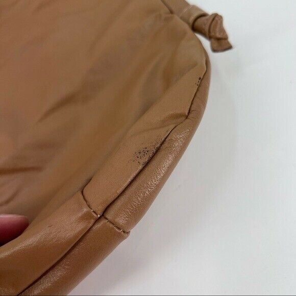 Vintage 80s leather hand bag shoulder bag boho tan - image 3