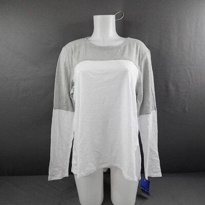 Champion Womens T Shirt XL Gray White Lightweight Minimal Lounge Day Casual  NEW