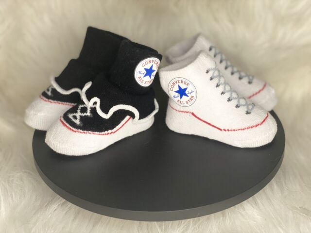 2 Pair Converse Chuck Taylor 0-6 Months Baby Booties Infant Black White Gift B4 