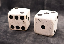 Two Large Wooden Dice Handmade Rustic Looking Game Night Decoration 3.5"