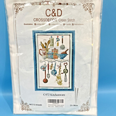 C&D Crossdecor Cross Stitch C472 Kitchenware New 14 CT 2 Strands