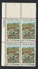ALLYS STAMPS US Plate Block Scott #1370 6c Grandma Moses [4] MNH F/VF [STK]