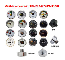 HPA Compressed Air Mini Micro Pressure Gauge Manometer 1/8BSPP 1/8NPT M10 M8